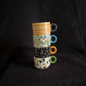 4 - ‘Oh Joy’ Stoneware Stacking Mugs/Cups